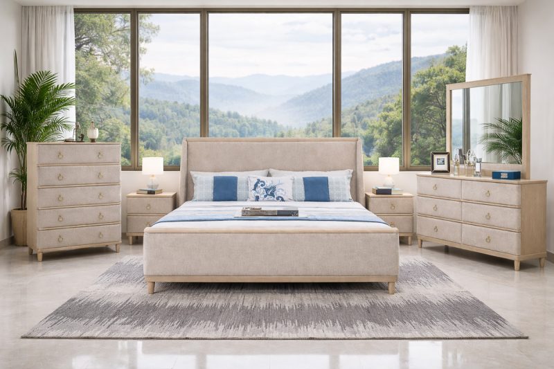 EVANDER King Bed + 2 Nightstands