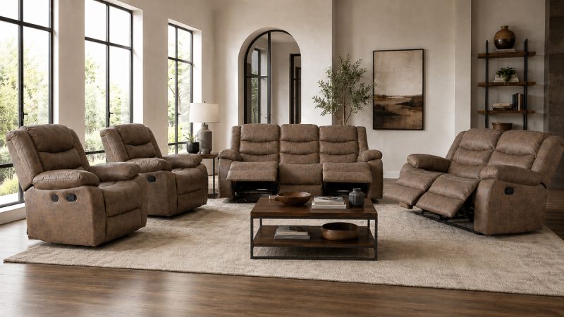 KAYDE 7 Seater Fabric Recliner Sofa (3+2+1+1)