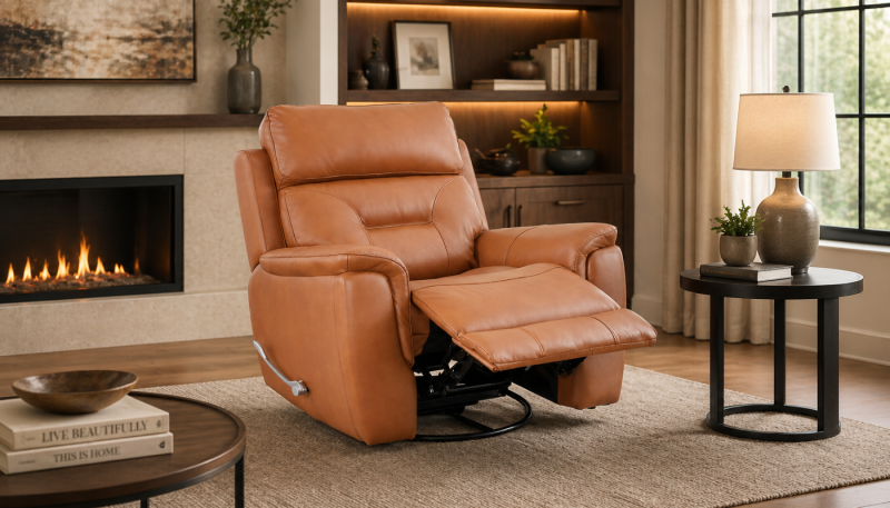 MAX Half Leather Single Glider Rocker Recliner Sofa
