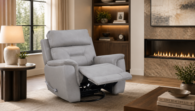 MAX Half Leather Single Glider Rocker Recliner Sofa