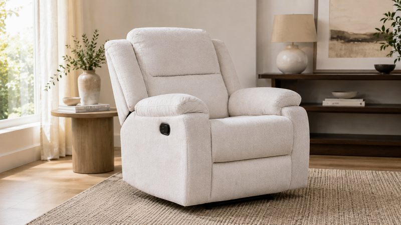 SHERRY Single Fabric Recliner Sofa - Cream