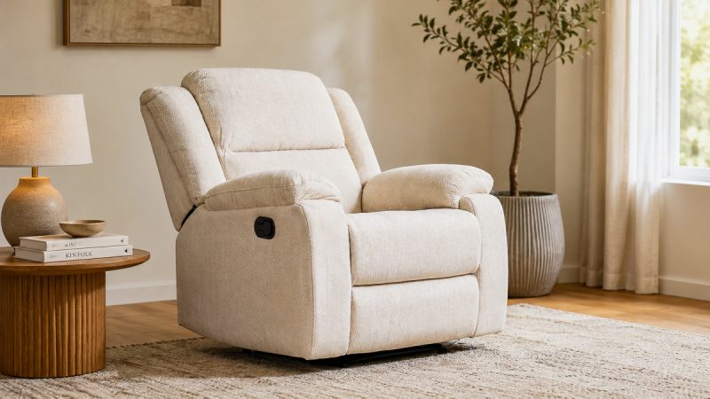 SHERRY Single Fabric Recliner Sofa - Light Brown