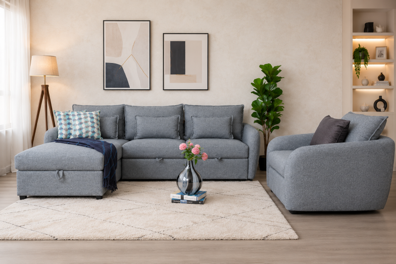ARRIS Fabric Corner Sofa Bed