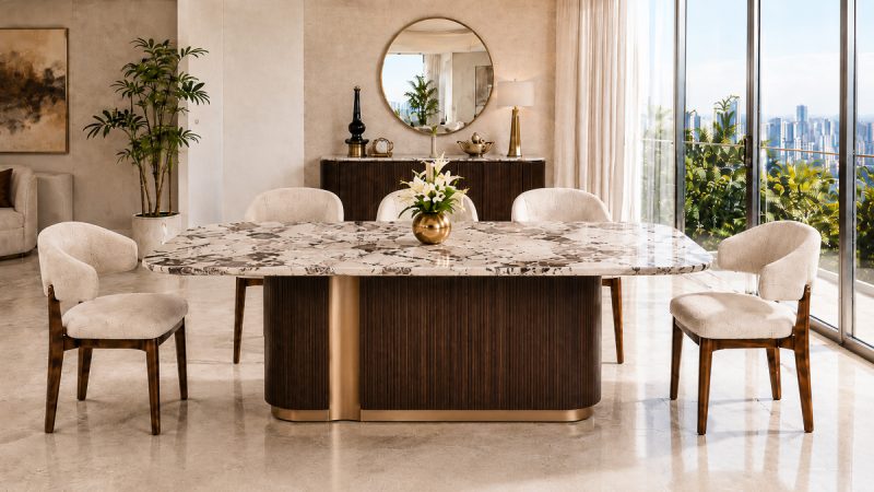 CLASSY Dining Table + 8 Vela Dining Chairs