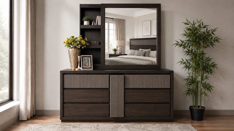SIENNA Dresser and Storage Sliding Mirror