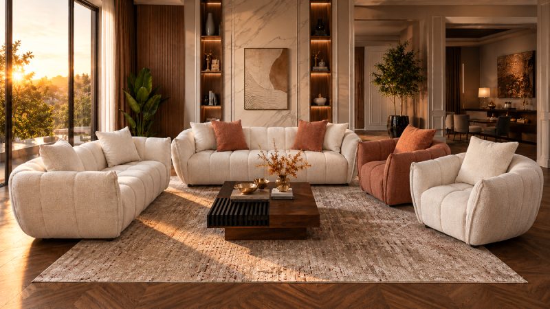 TURBAN 9 Seater Fabric Sofa (4+3+1+1)