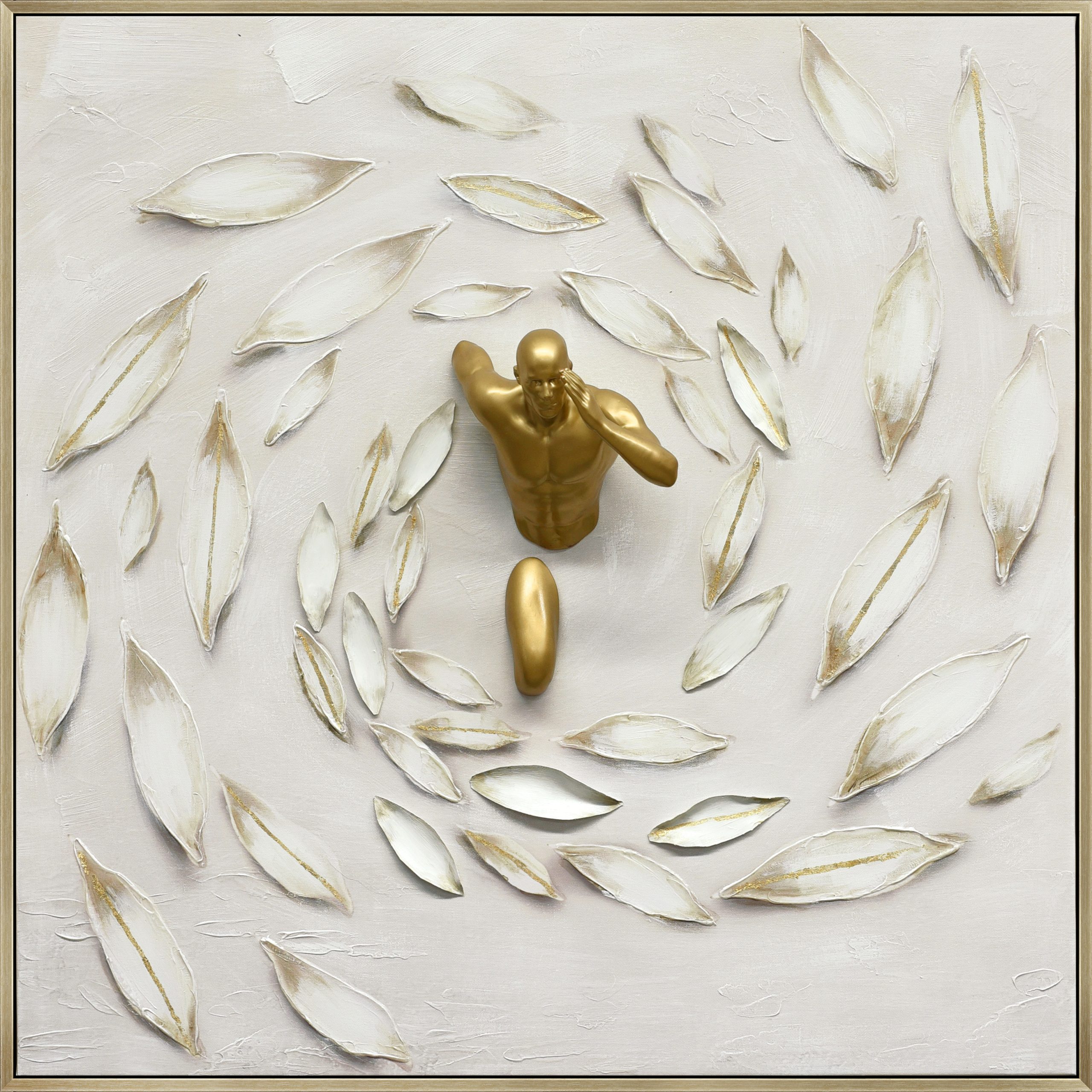 Frame art 100% hand painted art + resin sculpture-25518ND