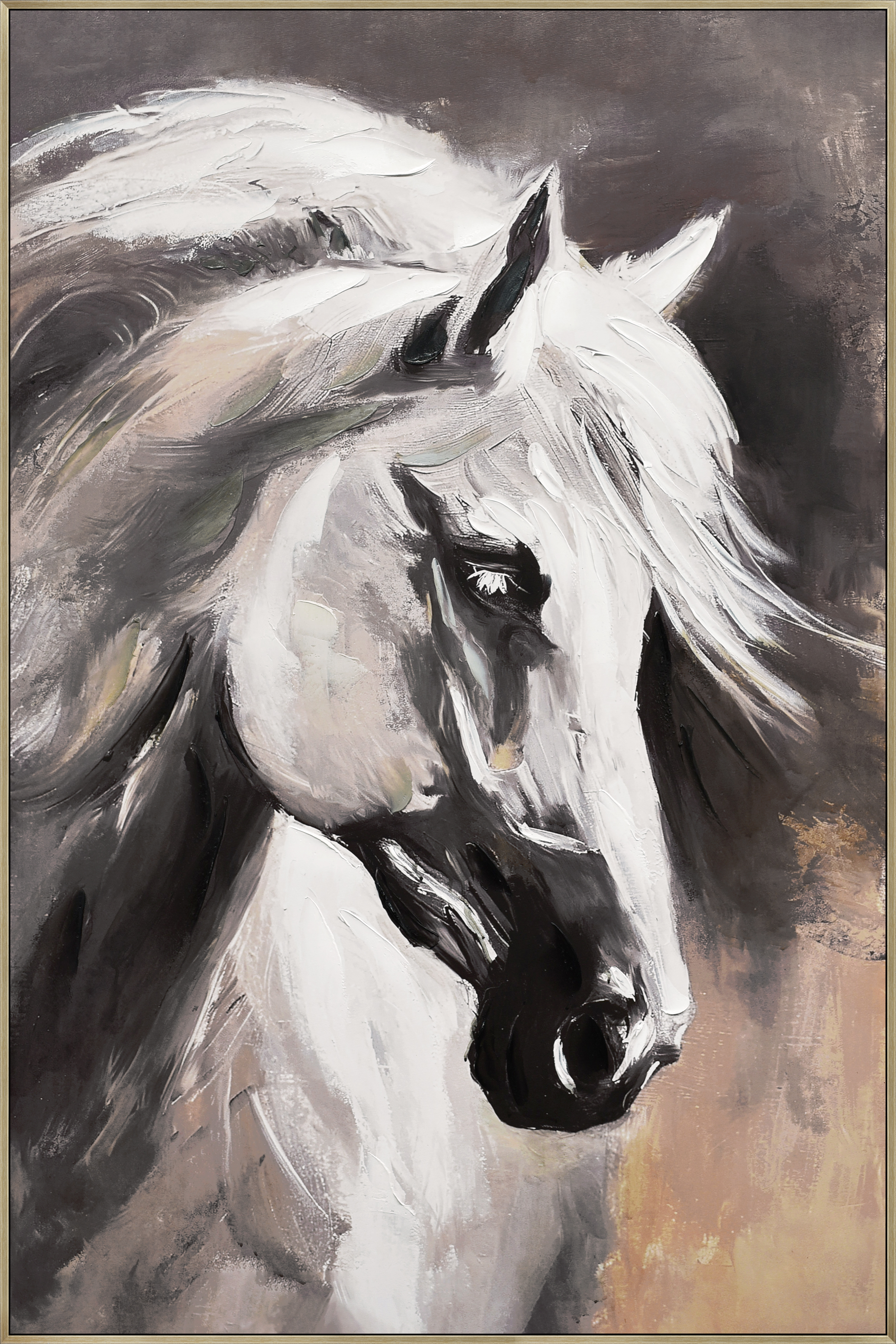 Framed art Print+50% hand painted with thick texture-202512-1