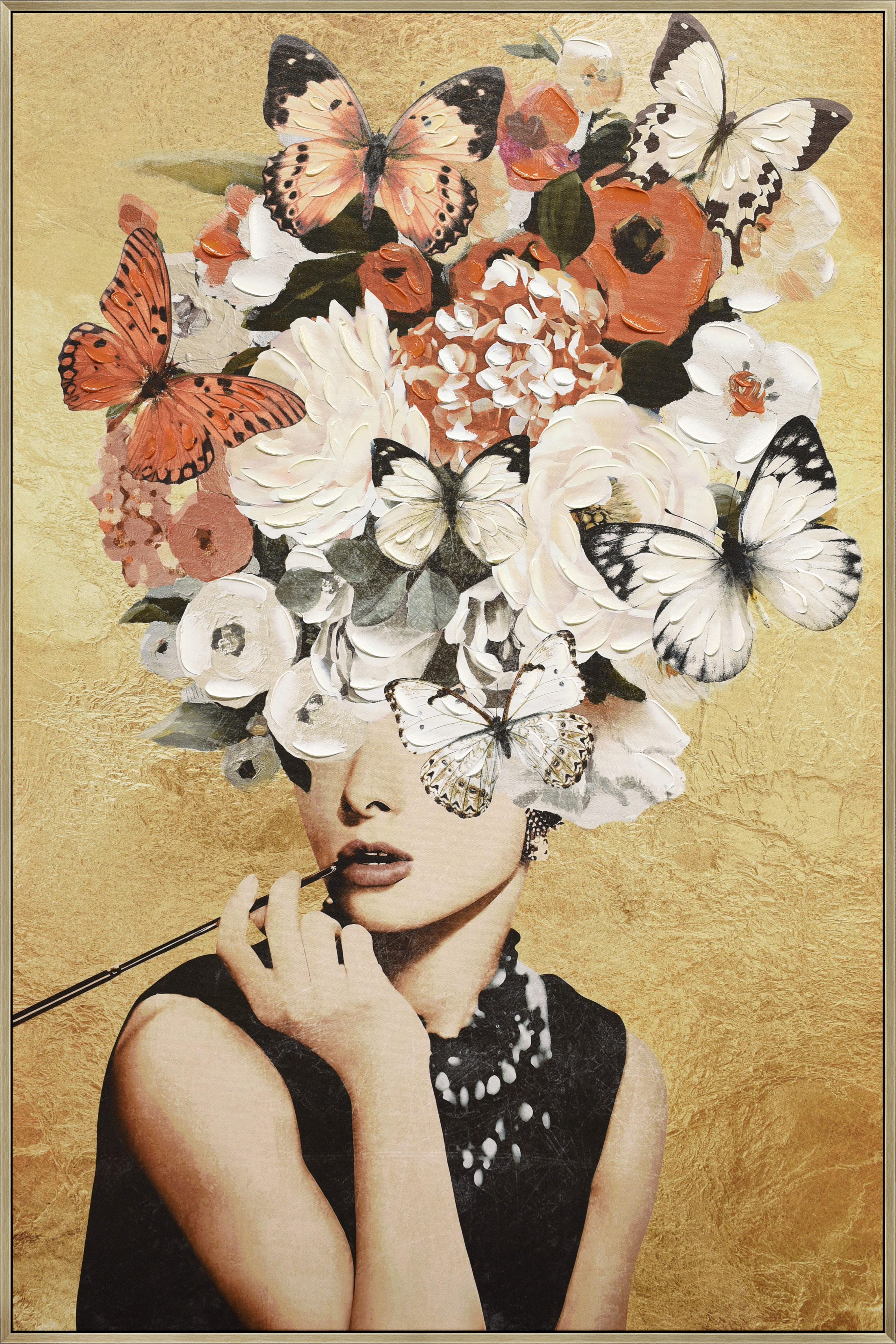 Frame art Print+50% hand painted with thick texture - 23307JD