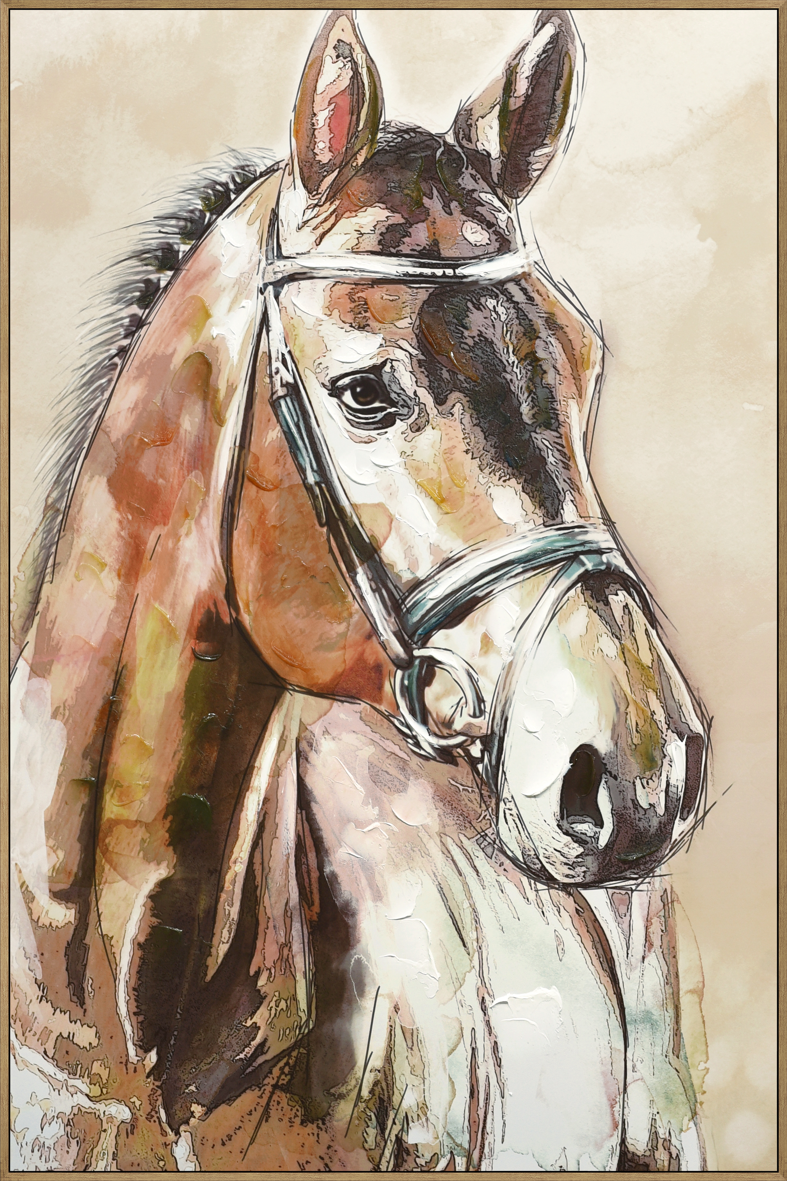 Framed art Print+50% hand painted with thick texture-2486JD