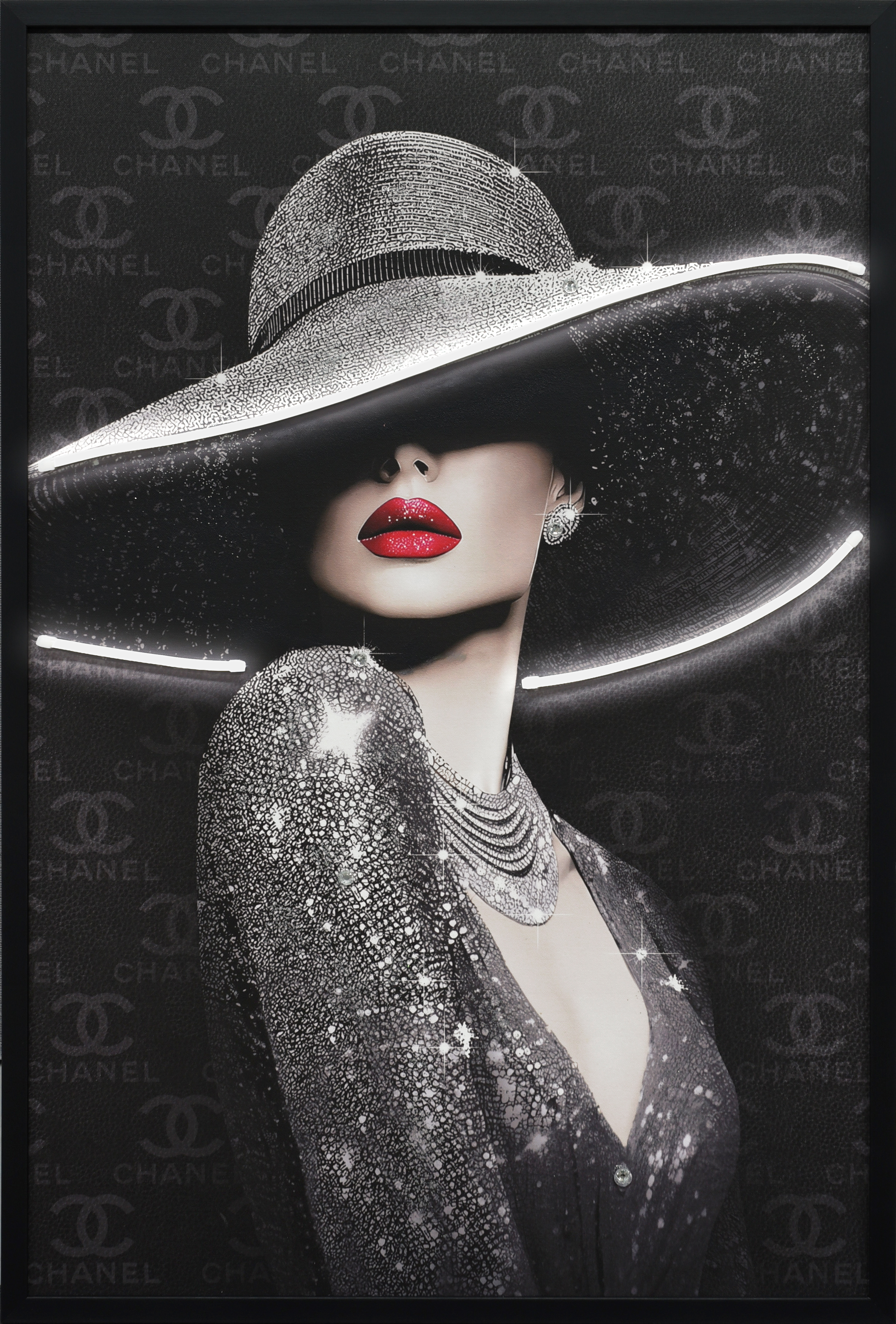 Frame LED art Print+50% hand painted with USB-26450OD-E