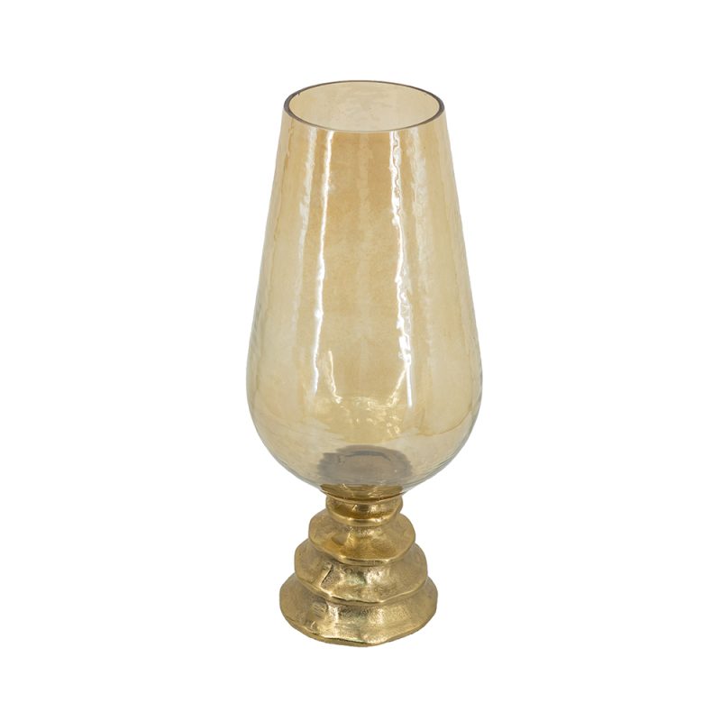 HOME DECOR - B4811- Glass Accent Vase With Amber Finish And Gold Metal Base
