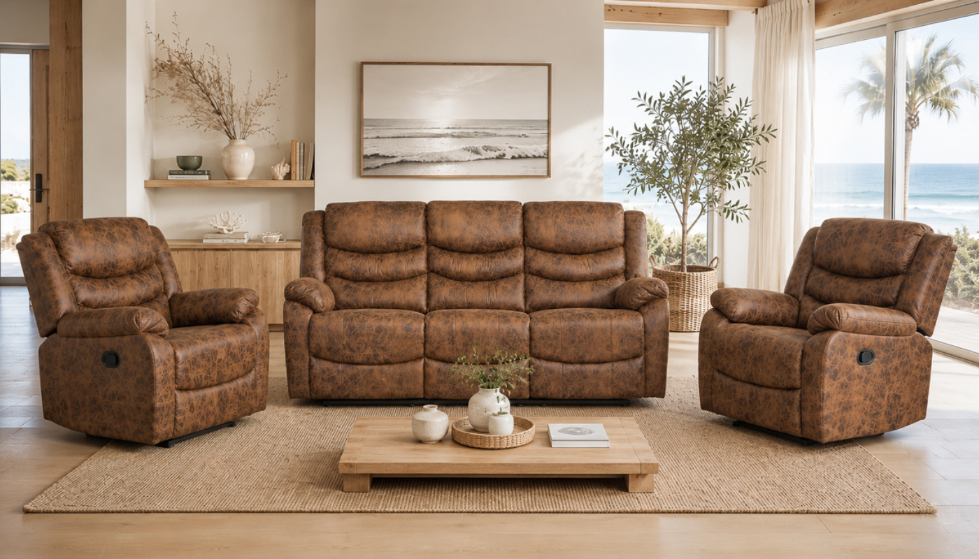 DENVER 6 Seater Fabric Recliner Sofa (3+2+1) - Image 13