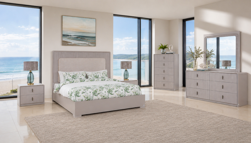 FIONA KING BED PACKAGE- King Bed +2 Nightstands + Dresser Mirror