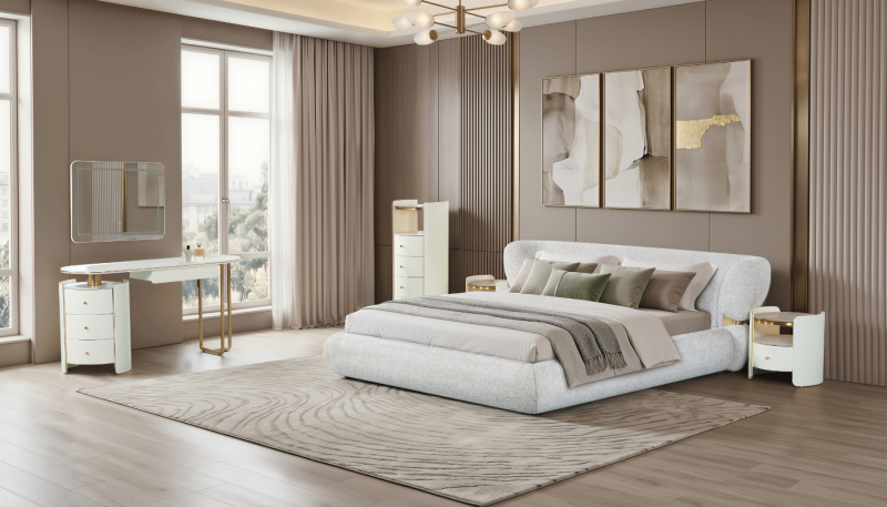 STACY KING BED - King Bed + 2 Nightstands