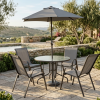 ARIZONA 4 Seater Outdoor Table + 4 Outdoor Chairs + Umbrella