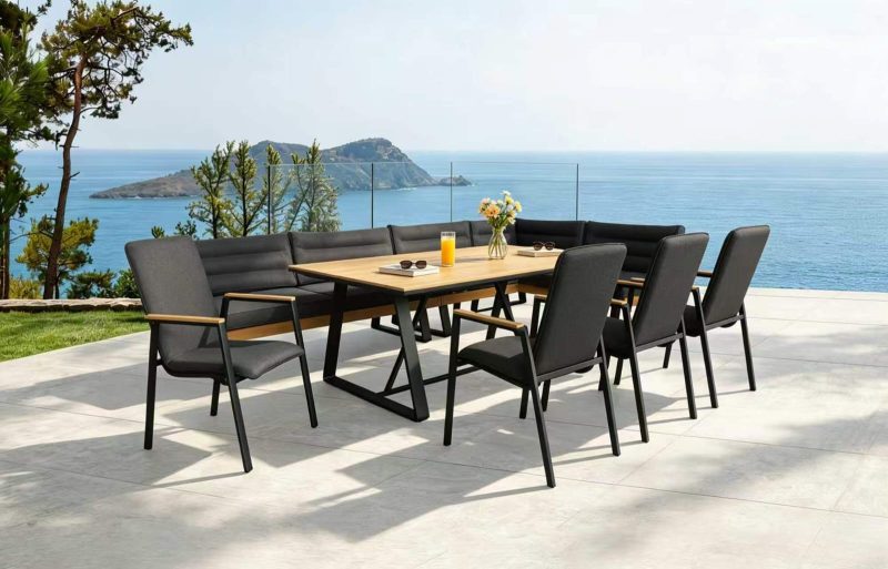 ASHEN Outdoor Set - Corner Sofa + Dining Table + 4 Dining Chairs