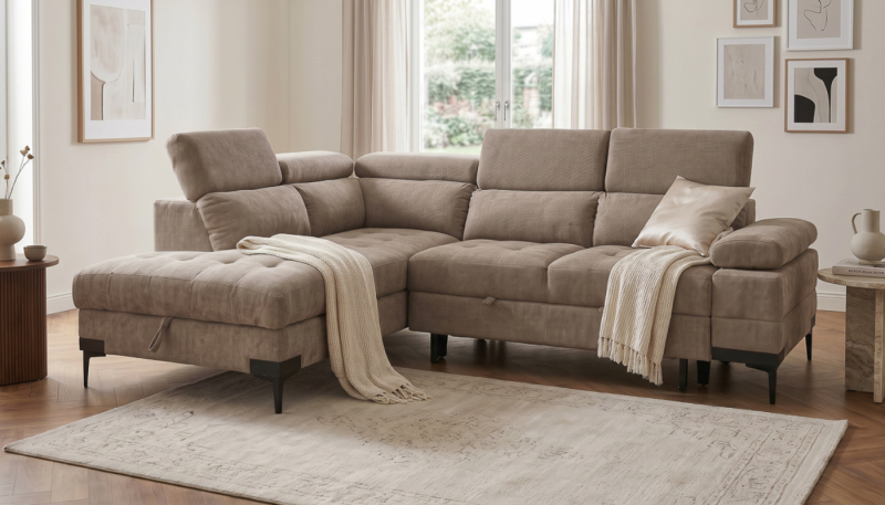 CLUSTER Fabric Corner Sofa Bed