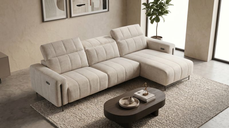 Firefly Gemini Flash Create a 3 4 elevated top down angle image of the uploaded sectional sofa in a stylis 164153 1
