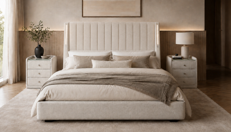 INFINITY-MADIRA QUEEN BED - Headboard + Chloe Static Surround + 2 Nightstands