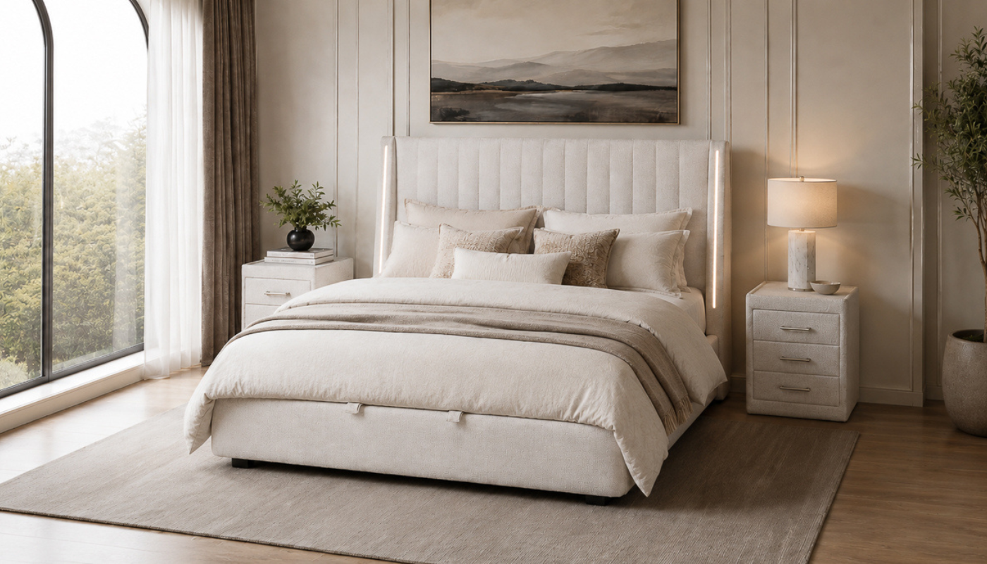 INFINITY-MADIRA QUEEN BED - Headboard + Chloe Surround With Front Lift Up + 2 Nightstands 3 INFINITY-MADIRA QUEEN BED - Headboard + Chloe Surround With Front Lift Up + 2 Nightstands - Image 3