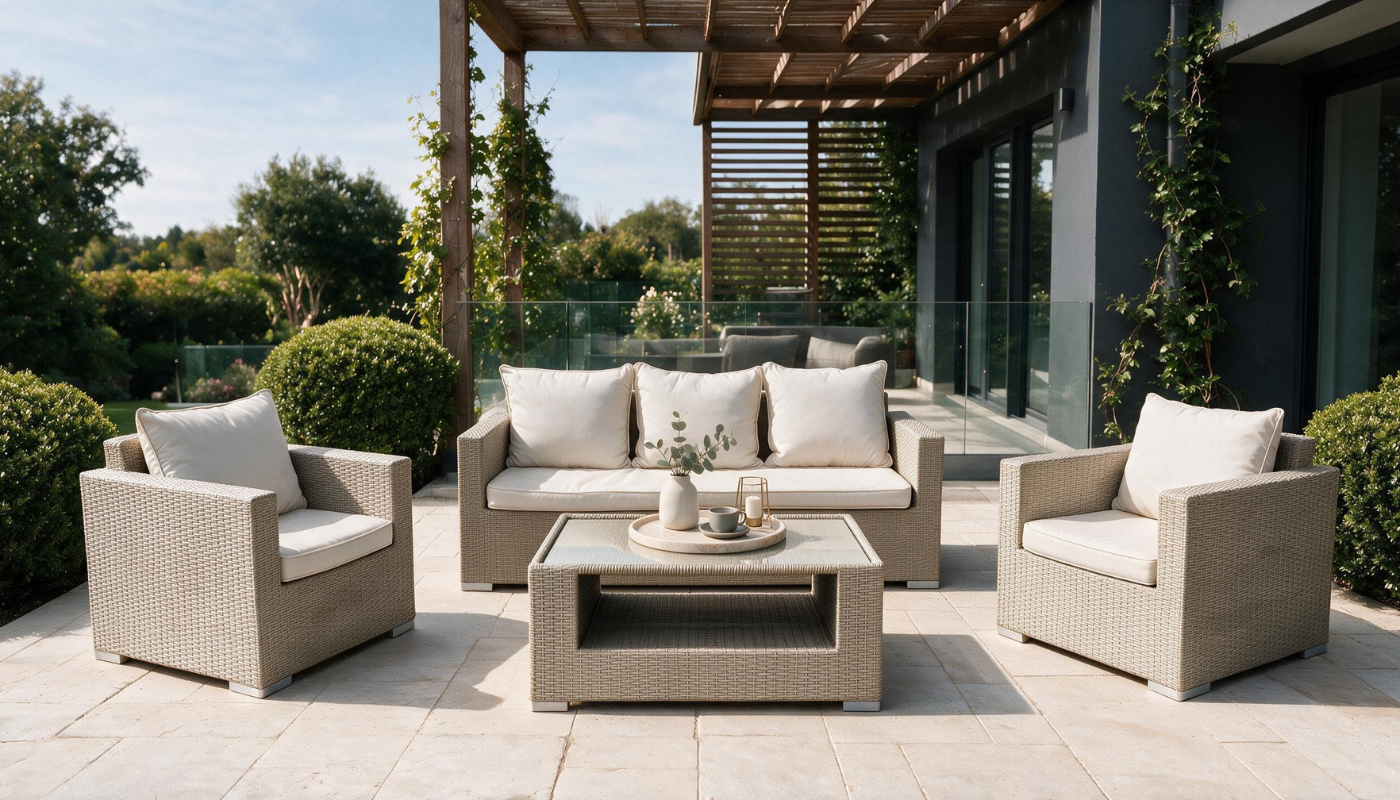 MARWA 5 Seater Outdoor Sofa (3+1+1) + Coffee Table - Image 3