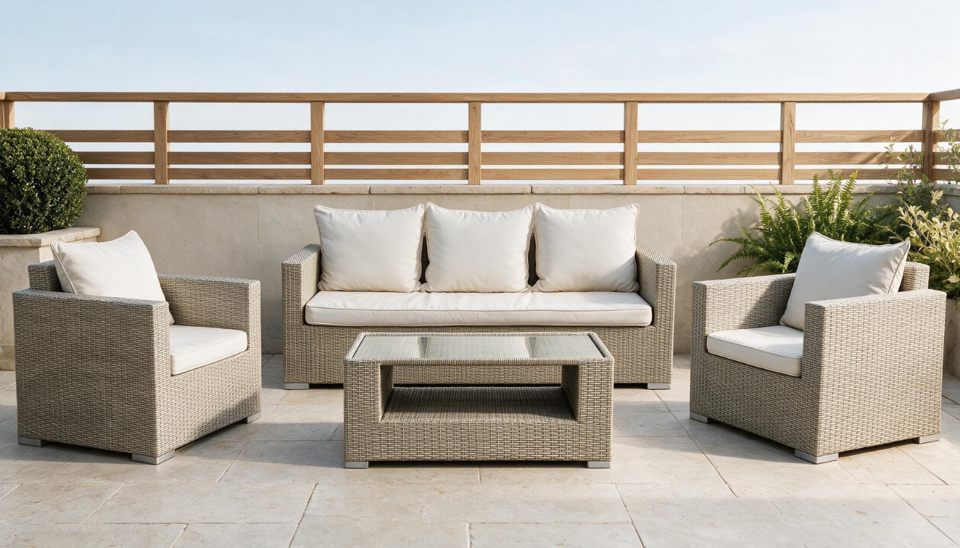 MARWA 5 Seater Outdoor Sofa (3+1+1) + Coffee Table - Image 4