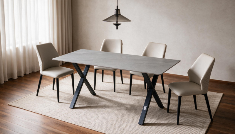 RINA Dining Table + 6 IVY Dining Chairs Beige