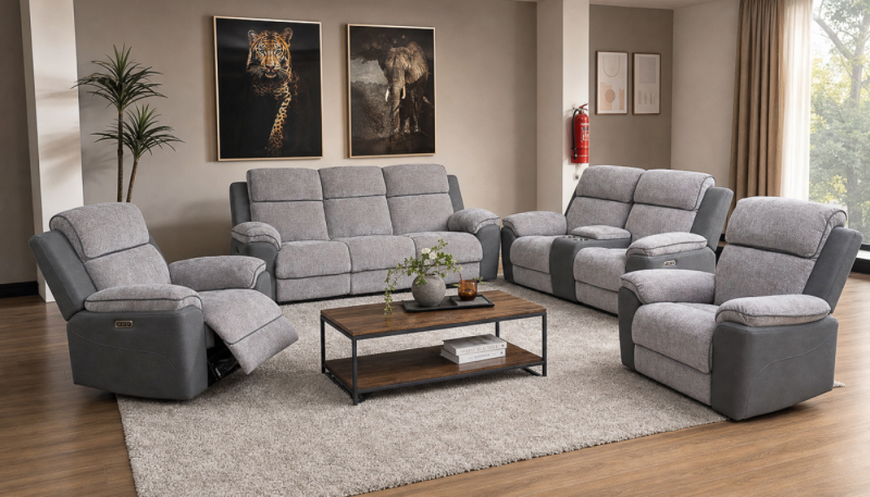 7 SEATER FABRIC RECLINERS