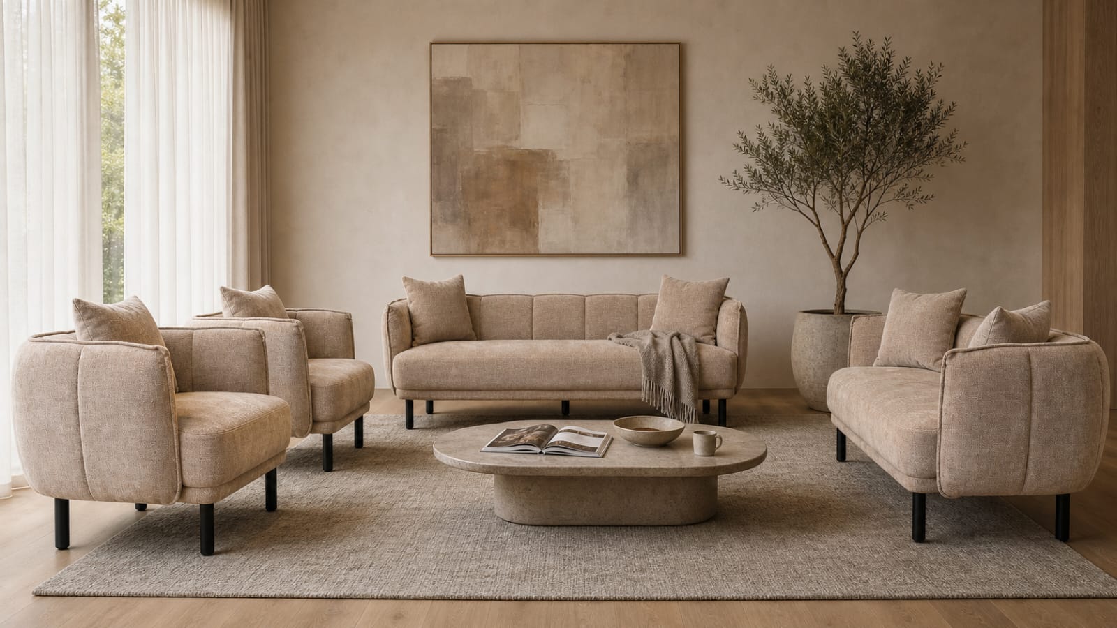 BRILLA 7 Seater Fabric Sofa (3+2+1+1) 1 BRILLA 7 Seater Fabric Sofa (3+2+1+1)