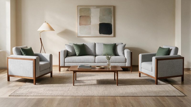 CLAYER 5 Seater Fabric Sofa (3+1+1)