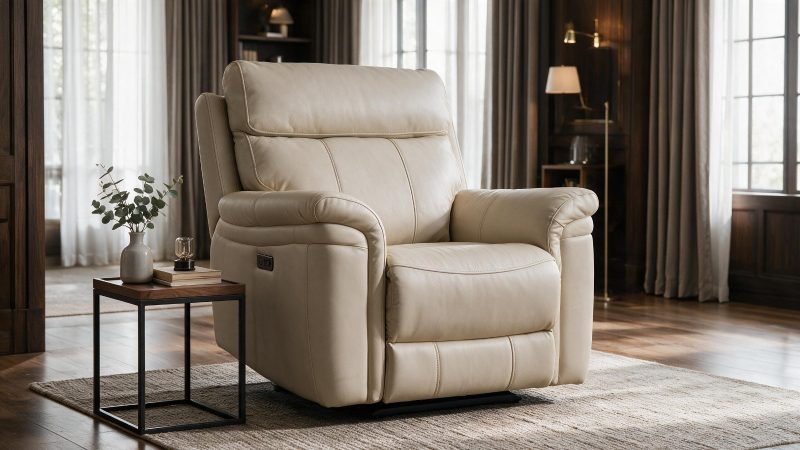 TROY Full Leather Single Electric Recliner Sofa