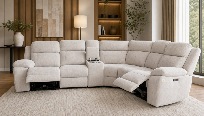 LUSTRO Electric Fabric Recliner Corner Sofa
