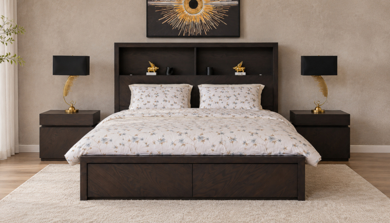VERONA King Bed + 2 Nightstands