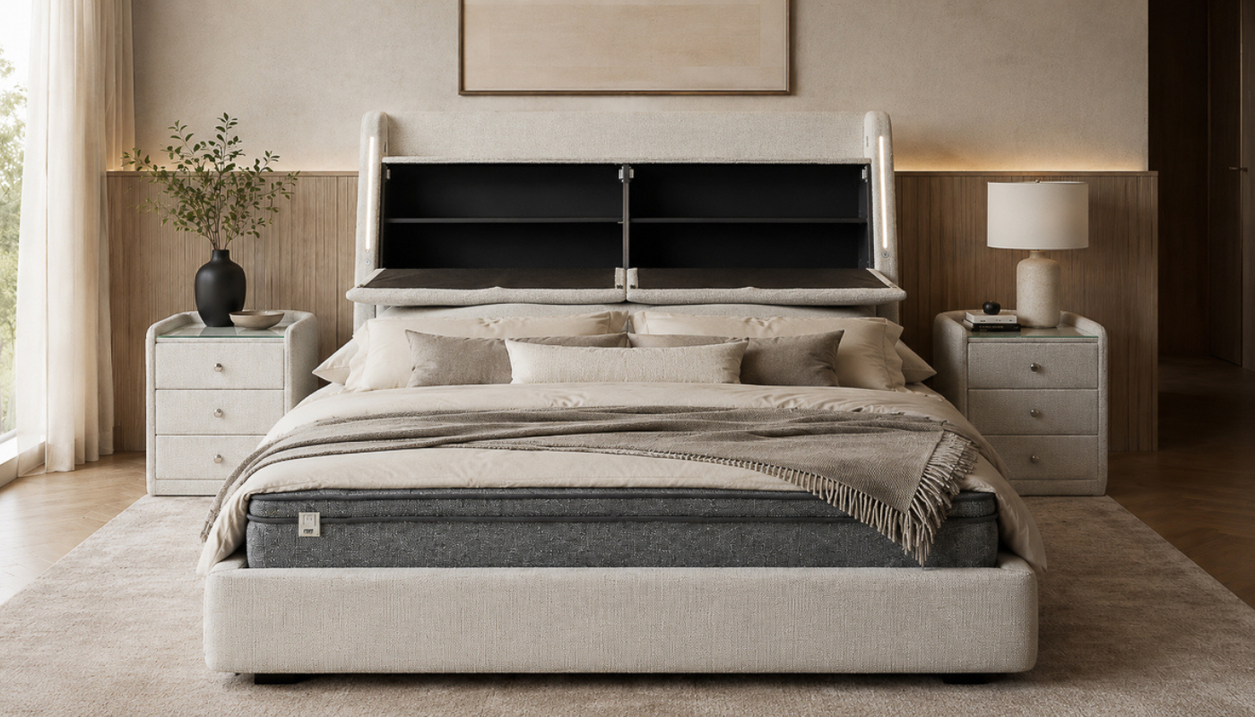 INFINITY-WILLOW QUEEN BED - Headboard + Chloe Static Surround + 2 Nightstands 3 INFINITY-WILLOW QUEEN BED - Headboard + Chloe Static Surround + 2 Nightstands - Image 2