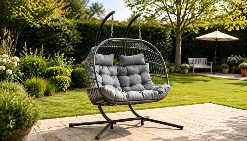 AVO 2-Seater Foldable Outdoor Hanging Chair- Grey