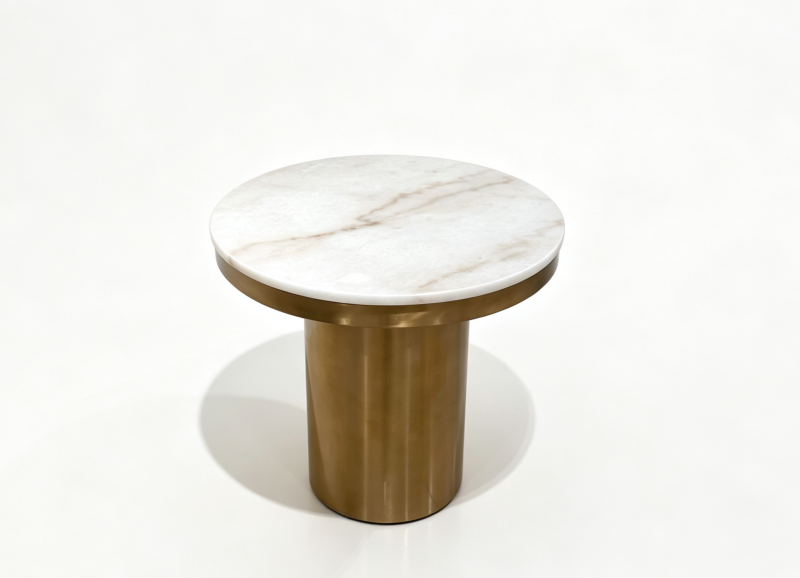 Trieste End Table White/Gold