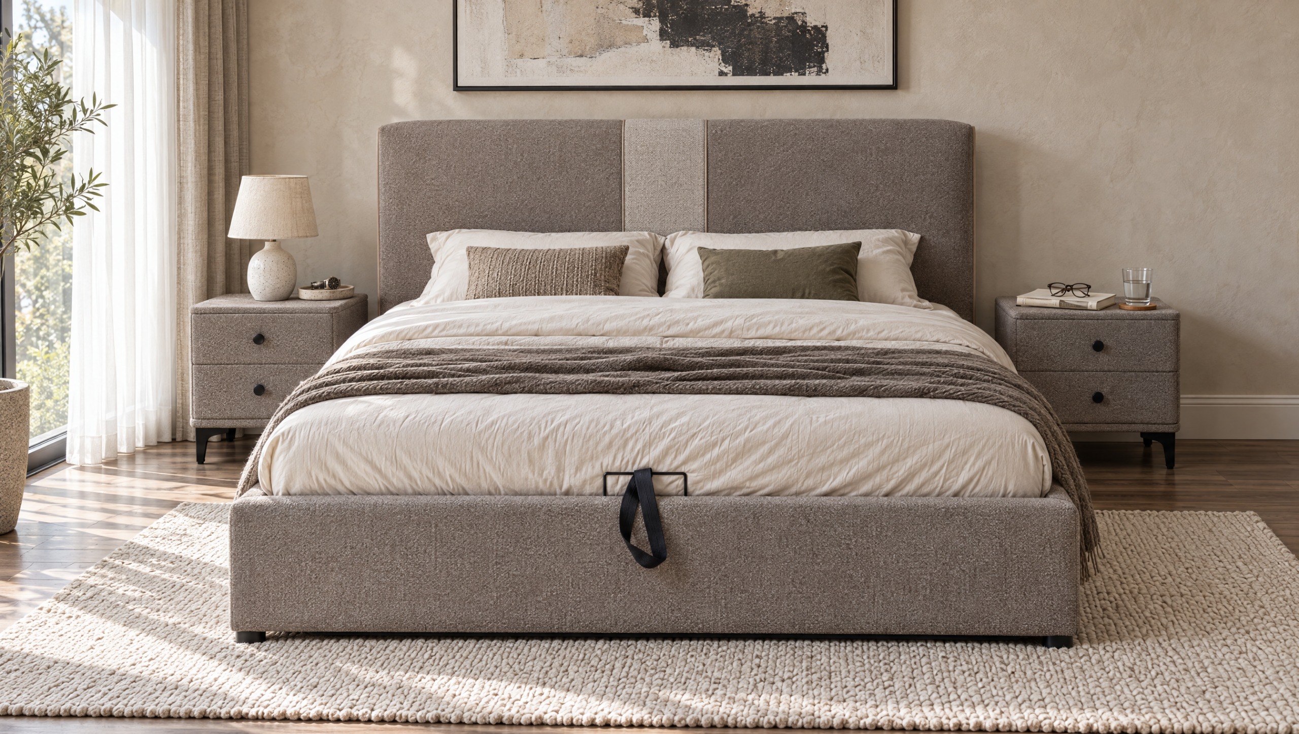 RIVARA QUEEN BED – Queen Bed + 2 Nightstands